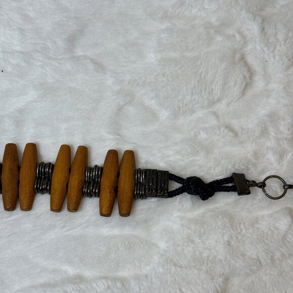 Native American Inspired Bone Style Metal Boho Hippie Corded Belt Medium - Picture 8 of 9